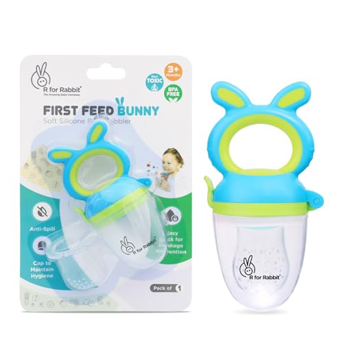 R for Rabbit First Feed Bunny Nibbler Soft Silicon Chewing Fruit Feeder for Babies | Ba…
