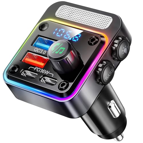 Nulaxy 54W Bluetooth 5.3 Car Adapter with 4 Charging Ports [PD 36W & QC3.0 18W], Wirele…