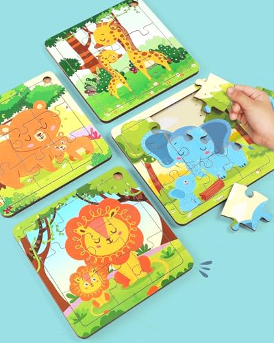 FIRSTCRY INTELLISKILLS Premium Jungle Jigsaw Puzzle for Kids, 36 Pcs Wooden Animal Jigs…