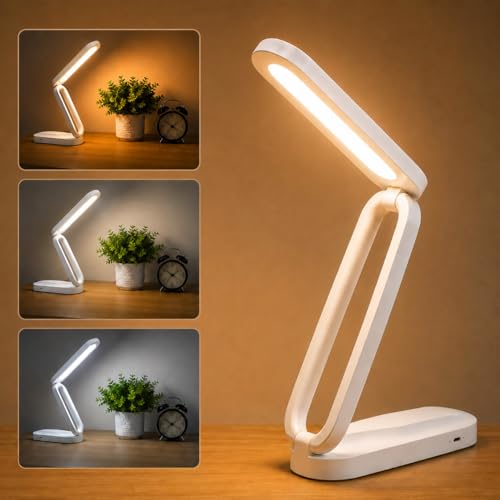 Fulminare Plastic LED Desk Lamp Dimmable Reading Table Lamp with USB Charging Port 3 Co…