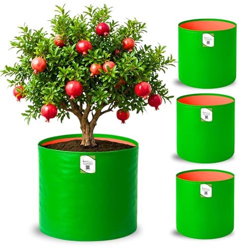 ORGANIC BAZAR 18x18 Big Size Grow Bags for Terrace Gardening, Premium HDPE Green-Orange…