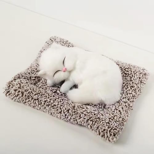 SUPER TOY Cute Sleeping Cat Plush Toy with Meow Sound, Gift for Kids Car Dashboard Acce…