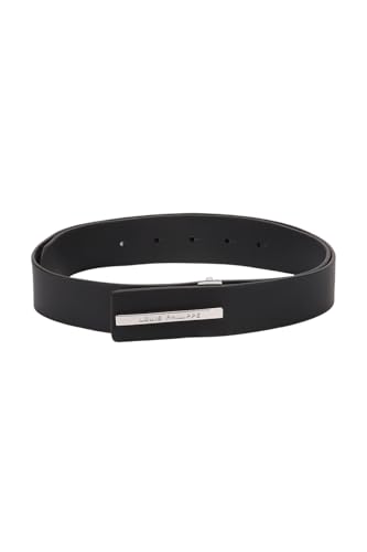 Louis Philippe Men 100% Italian Leather Shiny Nickel Buckle Formal Profile Belt