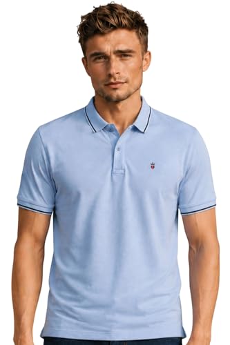 Louis Philippe Men Cotton Solid Slim Fit T-Shirt (LRKPCSLFK37313_Blue L)