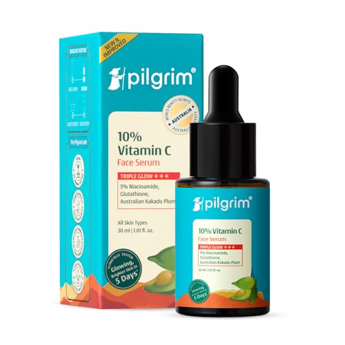 Pilgrim 10% Vitamin C Serum 30ml for Glowing Skin|With 5% Niacinamide, Hyaluronic & Gly…