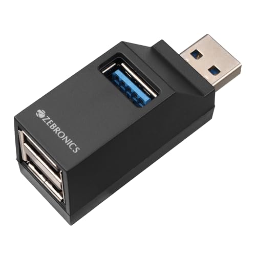 ZEBRONICS 180HB USB HUB, 3 Ports, USB 3.0, Transfer Speeds Upto 5 Gbps, Lightweight Des…