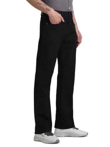 JACK & JONES Men's Straight Fit Bootcut High Rise Stretchable Jeans (12271264-Black Den…