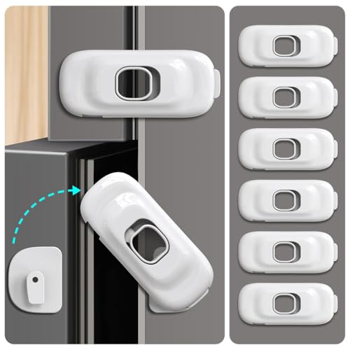 SNOWIE SOFT 6Pcs Fridge Locks Drawer for Kids, Cupboard and Fridge White | Adhesive Bac…