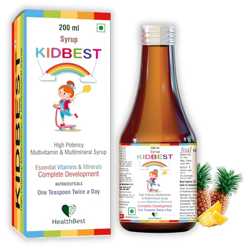 Healthbest Multivitamin Syrup For Kids - 200ml, 11 Essential Minerals, Supports Brain D…