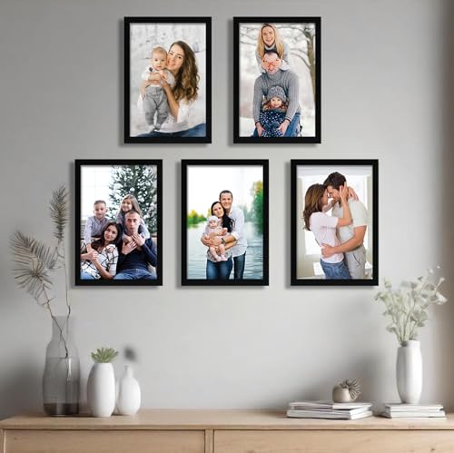 Amazon Brand - Solimo A4 Size Photo Frame Set of 5 | Wall-Mount | Plexi Glass | Frame F…