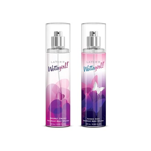 Layer'r Wottagirl Amber Kiss & Secret Crush Body Mist for Women, 60ml x 2