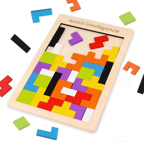 Niwlix Wooden Russian Blocks Puzzles for Kids Adults, Wood Intelligence Kids Toys for 2…