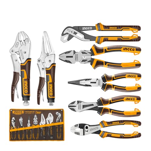 INGCO 7 Pcs Pliers Set, CR-V, Labor-saving Structural Design, Pliers, Hand tools, for H…