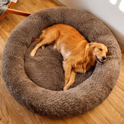 ZEXSAZONE Round Donut Pet Bed for Cats and Puppies Dogs mat, Cozy and Plush, Raised Bed…