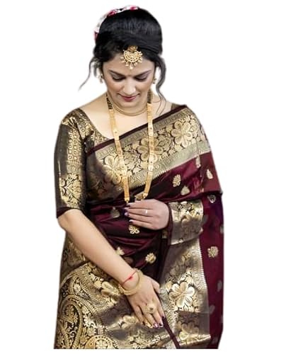 C J Enterprise Women's Banarasi Saree Pure Kanjivaram Silk Saree Soft Design Wear Pattu…