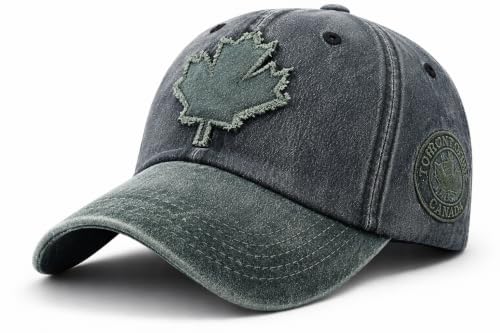 BRANDONN Casual Cotton Cap for Men & Women, Breathable Sun Hat (Canada Black-Green, Pac…