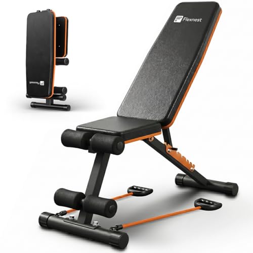Flexnest Commercial Grade Adjustable And Foldable Gym Bench Incline,Decline & Flat 250…