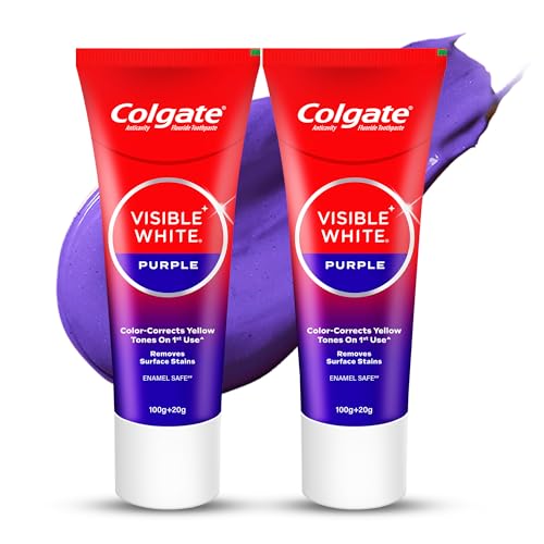 Colgate Visible White Purple Toothpaste for Teeth Whitening, Helps Remove Surface Stain…