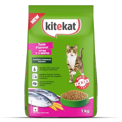 Kitekat Kitten (2-12 Months) Dry Cat Food, Tuna Flavour, 1 kg, Complete and Balanced Nu…