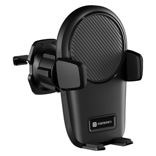 Portronics Clamp Z Car Phone Holder Stand with 360 Degree Rotation, AC Vent Mount, Stro…
