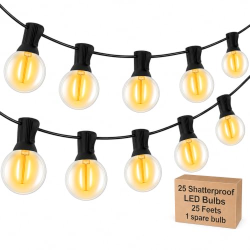 Gesto 25 Feet G40 LED String Lights – 25 Warm White Fairy Lights for Decoration | Water…