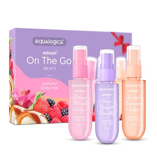 Aqualogica Refresh+On the Go Set of 3 Perfume Body Mist|Travel Friendly|Long Lasting|Wa…