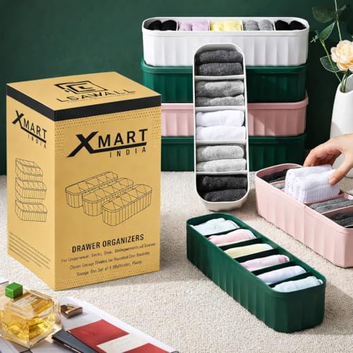 XMART INDIA Drawer Organizers for Underwear, Socks, Bras, Ties, Undergarments, and Scar…