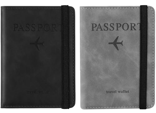 BOLDSTUFF Couple 2 Pcs Passport Holder Passport Cover with Credit Card Slot and Boardin…