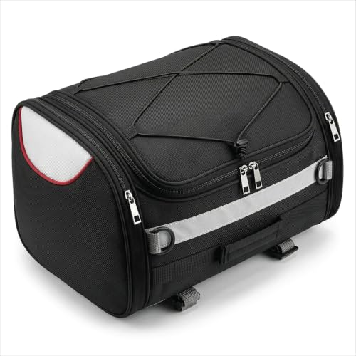 FATMUG Polyester Motorcycle Tail Bag - Bike Seat Luggage Storage Saddle Bag with Rain C…