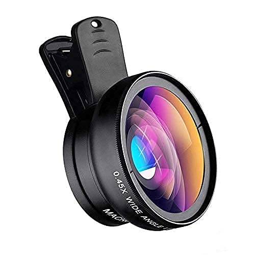 MAXXOX Mobile Camera Lens, 0.45X Super Wide Angle Lens, 15X Macro Lens, Clip-On 2 in 1…