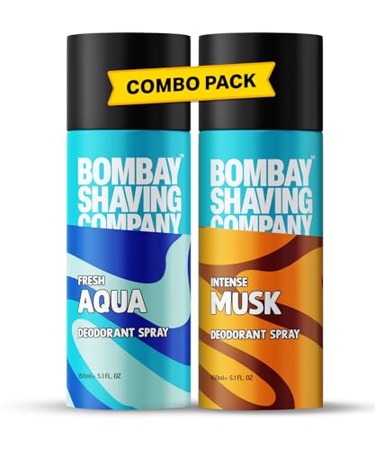 Bombay Shaving Company Deodorant Aerosol Combo - Aqua & Musk - 150Ml X 2 |Deodorant For…