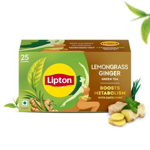 Lipton Green Tea, Lemongrass Ginger, 25 Tea Bags, for Weight Loss, with Catechins to Bo…