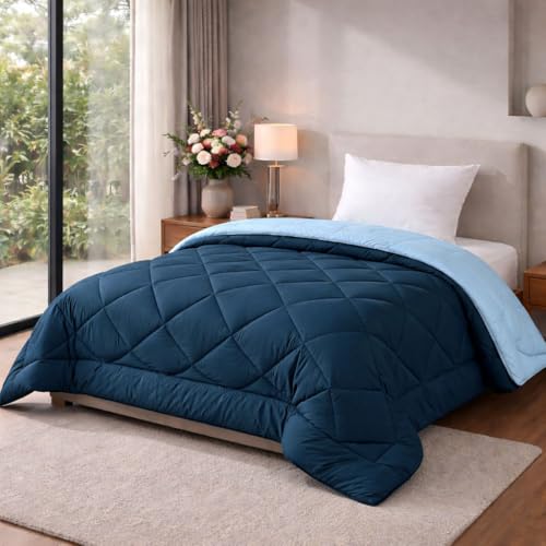 HOMEKART 220 GSM Solid Plain Reversible Summer Microfiber AC Comforter/Duvet| All Seaso…