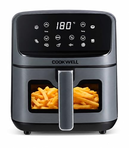 Cookwell Air Fryer - 5L With See Through Window - 1400W (Grey & Black)