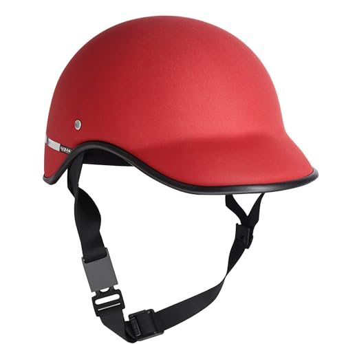 OTO2EYE Open Face Cap/Half Cap with Strap All Purpose Size M (Red)