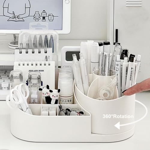TRUBILLION Revolve 360 Degree Rotating Office Desk and Makeup Brush Organizer Stand, Mu…