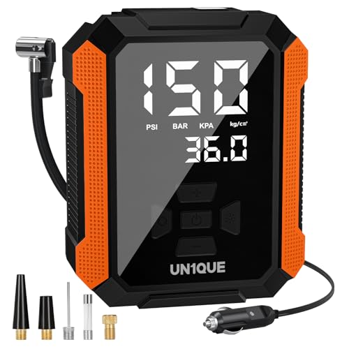 UN1QUE PT400 Tyre Inflator for Car, 150PSI 12V DC Car Air Pump with Preset & Auto Off,…