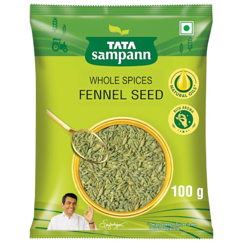 Tata Sampann Fennel Seed (Saunf), Whole Spices, Natural Oils*, Rich Aroma, 100g