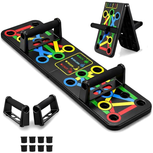 TWINZFIT Premium Foldable Push-Up Board 15 in 1 with Color-Coded Muscle Targets – Porta…
