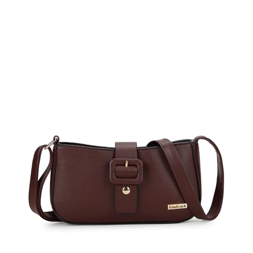 Fastrack Women's Buckle Detail Sling Bag with Flap and Top Zip Closure | Adjustable Sli…