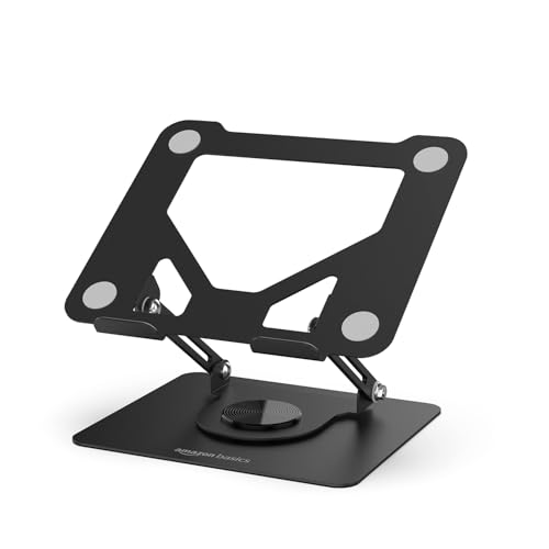 Amazon Basics 360° Rotating Metal Laptop Stand (Black)| Adjustable Height & Angle | Fol…