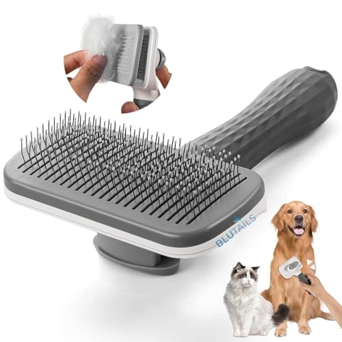 Blutails Slicker Premium Brush for Pets (LARGE) | Self Cleaning Brush For Grooming Dogs…