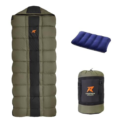 Rocksport Karakoram Sleeping Bag for Adults (-5°C to +5°C, Military Green STR) | Winter…