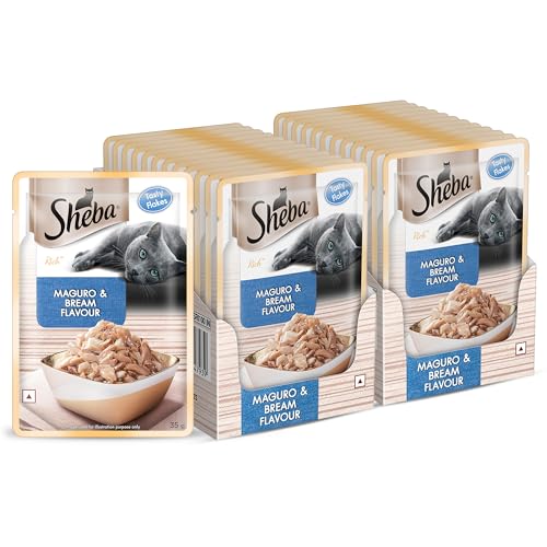 Sheba Rich Premium Adult (1+ Years) Wet Cat Food, Maguro & Bream Flavour, 35 g Pouch (P…