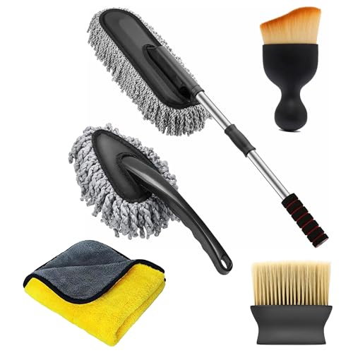 OTO2EYE 5 PCs Microfiber Car Duster with Long Handle Car Cleaning Brush Exteriror and I…