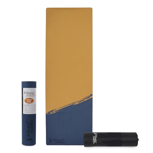 Fitness Mantra® TPE 8mm Cross Color Anti-Slip Yoga Mat with Cover Bag for Gym Workout a…