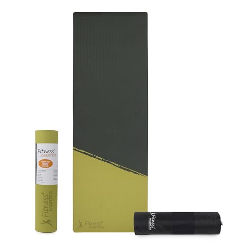 Fitness Mantra® TPE 8mm Cross Color Anti-Slip Yoga Mat with Cover Bag for Gym Workout a…