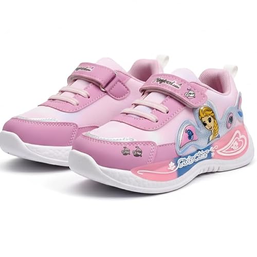 HOOH Girls Character Sneakers, Purple, Hook and Loop Closure, Comfortable Fashion Shoes…