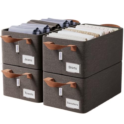 BOXJOY 4 Pcs Wardrobe Cloth Organizer for Storage Box with Label Card & Holder | Foldab…