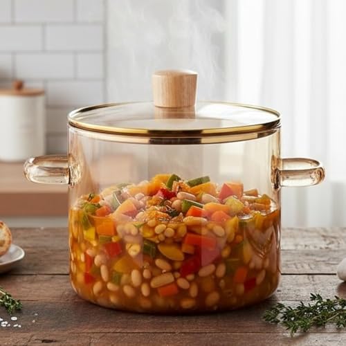 The Better Home Zeno Borosilicate Pot with Lid (2.3L)| Handi for Cooking & Serving | Mi…